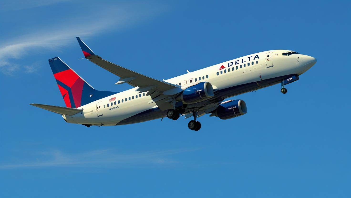 Delta Airlines aircraft in blue sky